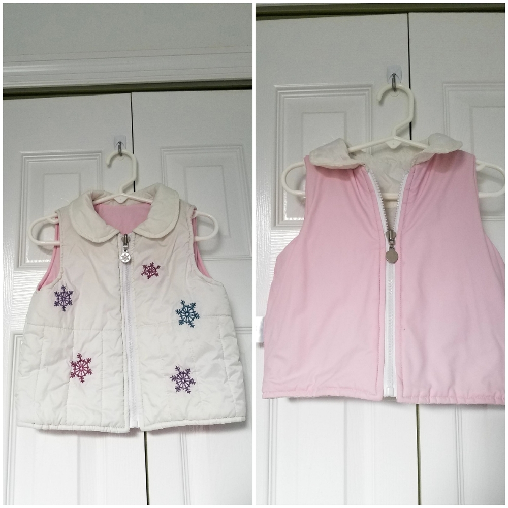 White Toddler Girl Two-Sided Vest 2T - Picture 2 of 7